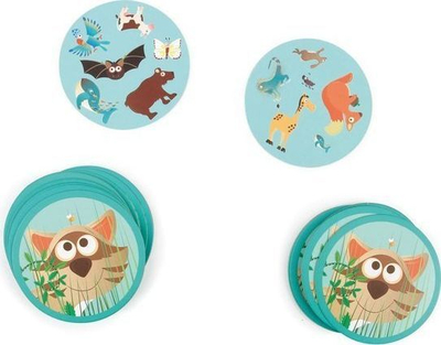 Тркалезна друштвена игра Fat Brain Toys Compact Matching Game Raccoon, за возраст 6 12 години, компактна, многубојна