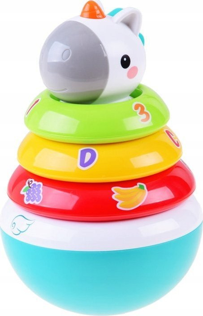 Lodër piramidë rrotulluese Weeble Wobble ZA3089, me zile, shumëngjyrëshe