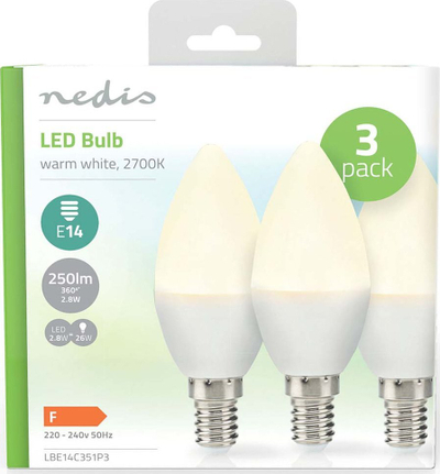 Llambë LED Nedis qiri, E14, 2.8W, 2700K e bardhë e ngrohtë