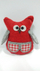 Stoli dekorative Stolia Owl, prej filci, 12cm, e kuqe me kuadrata