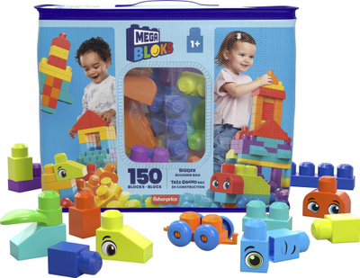Lodër ndërtimi MEGA Bigger Building Blocks, 150 copë, blloqe të mëdha, me ngjyra nga të gjitha llojet