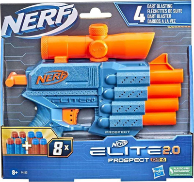 Lodër blaster Nerf Elite 2.0 Prospect QS-4, 4 tyta, 8 shigjeta, shumëngjyrëshe