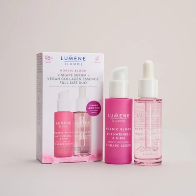 Set serum fytyre Lumene Lumo Nordic Bloom, V-Shape Serum, Vegan Collagen Essence, 2x30ml