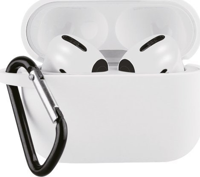 Kuti mbrojtje Vivanco për Apple AirPods 3, silikon, me karabinë, e bardhë