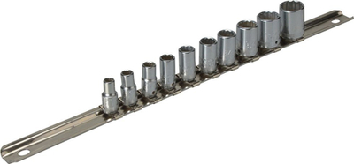 Set çorapash STAHLWILLE 10 copë 1/4", bi-heksagonale, krom, argjendtë