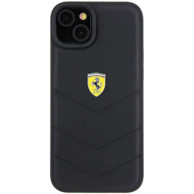 Mbulesë telefoni Ferrari FEHCP15MRDUK për iPhone 15 Plus 6.7", lëkurë, e zezë