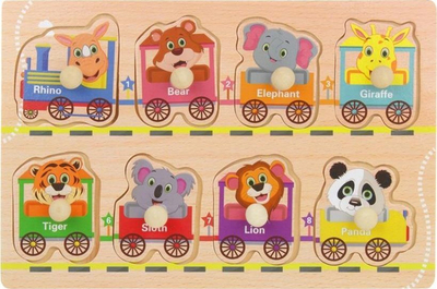 Enigmë druri NoboKids Train Animals, 8 copë