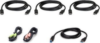 Set kabllosh KVM ATEN 1.8m, USB DisplayPort, Triple Display, i zi