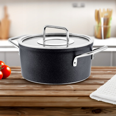 Tenxhere alumini Fissler Adamant, 20 cm, veshje jo ngjitëse, gri e errët