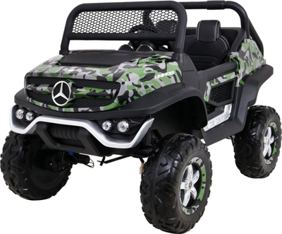 Makine elektrike për fëmijë Mercedes Benz Unimog, 4x4, telekomandë, kamuflazh jeshile