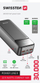 Powerbank Swissten Power Line 30000mAh, 22.5W, USB C dhe USB A, i zi, set 2 copë