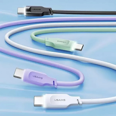 Kabllo USB Usams Lithe Series, USB C me USB C, 1.2 m, 100W, e zezë
