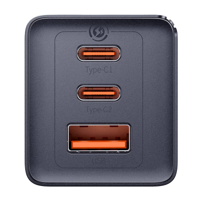 Karikues muri Baseus GaN5 2x USB-C + USB, 65W + kabllo 1m (gri)