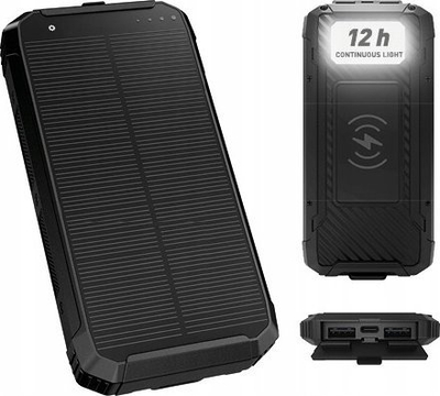 Power bank Platinet 10000mAh, karikim wireless 15W, panel diellor, i zi