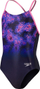 Kostum noti për vajza Speedo Placement Lane Line One Piece, ECO Endurance+, shpinë e hapur, blu rozë