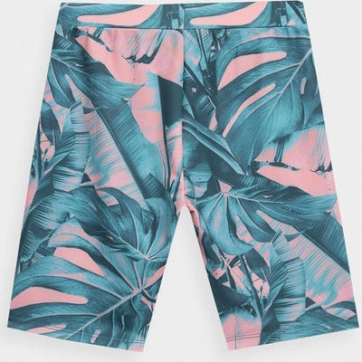 Leggins për goca 4F Junior TTIGF050, të shkurtra, me print tropikal rozë jeshil