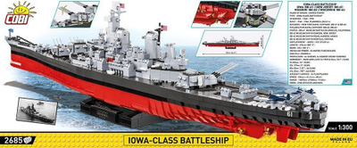 Set ndërtimi COBI Historical Collection Iowa-Class Battleship, 4 në 1, 2685 pjesë, gri