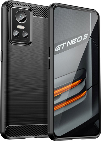 Kapak silikoni Hurtel Carbon Case për Realme GT Neo 3, TPU i butë, me strukturë karboni, i zi