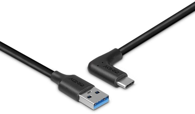 Kabllo USB LINDY 1m USB 3.2 Type A në Type C, kënd 90°, e zezë
