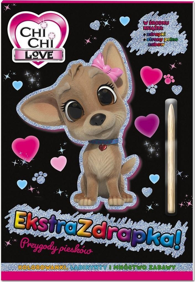 Libër aktiviteti Chi Chi Love Extra Scratch-Off Adventures of the Puppies, faqe për ngjyrosje, me stilus për gërvishtje