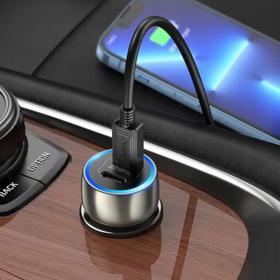 Karikues makine Hoco Z48, 40W, 2x USB C, me kabllo Lightning, gri metalik