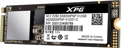 Disk ADATA XPG SX8200 PRO (ASX8200PNP-512GT-C), 512 GB, M.2 2280, PCI-E x4, Gen3 NVMe 