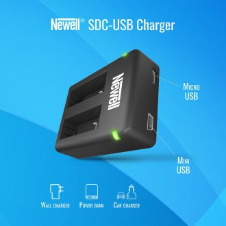 Karikues baterish Newell SDC USB Dual Channel për Kodak LB 015, 2 kanale, me ekran LED, i zi