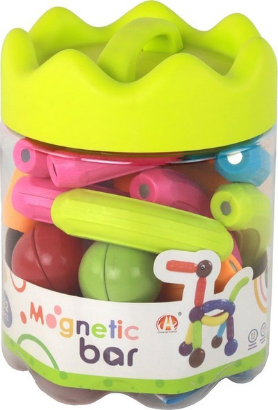 Lodër magnetike Lean Toys Magnetic Bar, 32 copa, me kuti plastike, shumëngjyrëshe