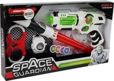 Set lodrash Lean Sport Space Warrior, pistoletë lazer dhe shpatë, me drita dhe tinguj, shumëngjyrësh
