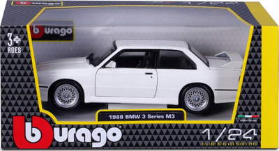 Makina model Bburago BMW M3 E30 ’88, shkalla 1:24, e bardhë