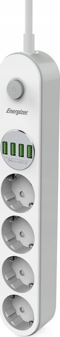 Разводник Energizer EPB2500W00EU, 3x AC 6x USB A, 2500W, кабел 2 m, бела