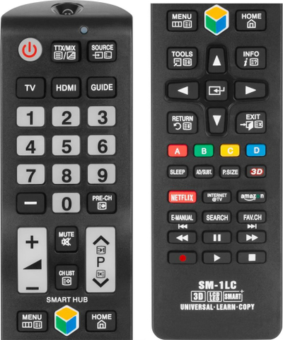 Telekomandë universale SM-1LC për TV Samsung, LED LCD, Smart TV, ngjyrë e zezë