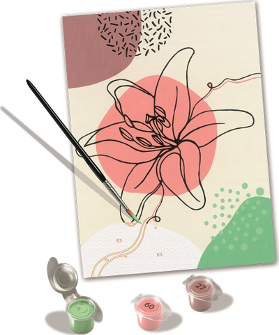 Set pikturimi me numra Ravensburger CreArt Floral Line, 13x18cm, me lule shumëngjyrëshe