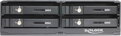 Panel drive bay DeLOCK 47220, 5.25", për 4 disqe 2.5" SATA, i zi