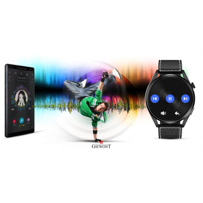 Smartwatch Giewont GW450-2, thirrje nga ora, rrip metalik, i zi