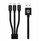 Kabllo karikimi Swissten Textile 3in1, 1.2m, USB A në USB C dhe Lightning, e zezë