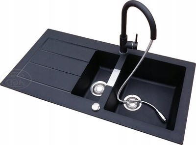 Set lavaman kuzhine Franke Sirius 2.0 me bateri Steiner Julia, 1.5 legen, 60 cm, Onyx dhe e zezë mat