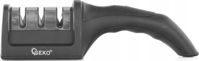 Mprehës thikash üçfazësh Three-Stage Kitchen Knife Sharpener, për thika dhe gërshërë, dorëz ergonomike, i zi