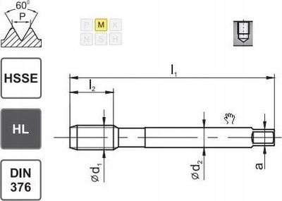 Çezmë makinerike Fanar MACHINE TAP M16 DIN-376C R40, HSSE, për inoks