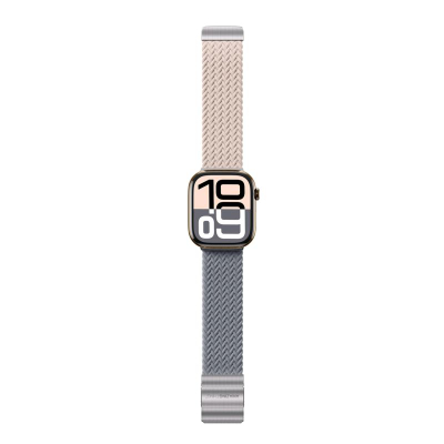 Ремче Amazingthing Nylon за Apple Watch 45/46/49mm, MagniFit, розово сиво