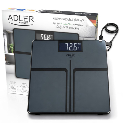 Peshorja Adler AD 8194, USB-C, 180 kg, e zezë