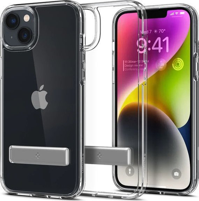 Kapak telefoni Spigen Ultra Hybrid S për iPhone 14, me stendë, transparent