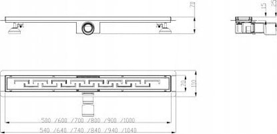 Kanal linear kullimi Hydroland GREEK 800, 80 cm, çelik inox, për dush me pllaka