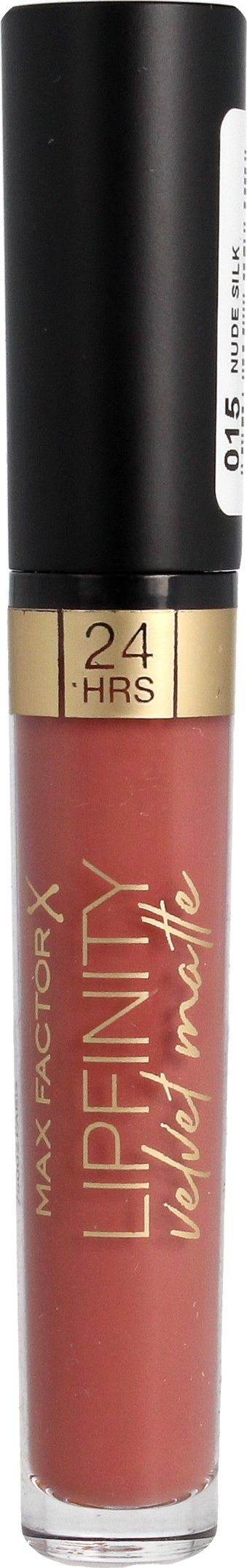 Buzëkuq i lëngshëm Max Factor Lipfinity Velvet Matte, Nr. 015 Nude Silk, 3.5 g