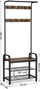 Vare rrobash me rafte këpucësh LOFT, metal dhe dru, ngjyrë e zezë