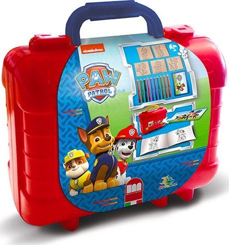 Set kreativ me vula Multiprint Paw Patrol Stamp Travel Set, libër aktiviteti, lapsa me ngjyra, shumëngjyrësh