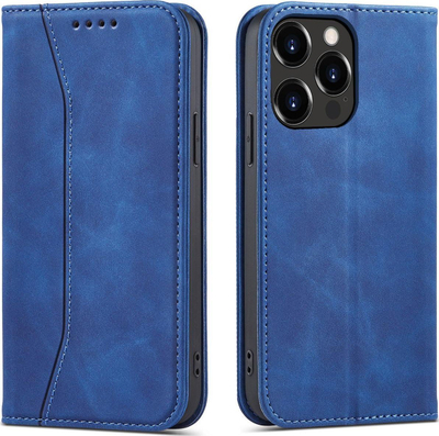 Mbrojtëse telefoni Hurtel Magnet Fancy Case iPhone 14 Plus, kapak portofol, mbajtëse stand, blu
