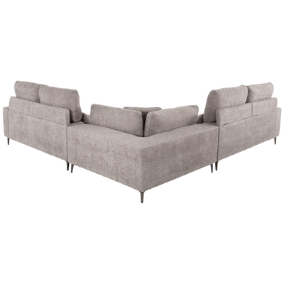 Divan këndor Zimer Fabric, 314x314 cm, me këmbë metalike, gri e çelët