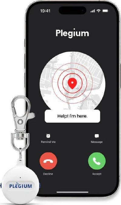 Buton emergjence Plegium Smart Emergency Button, lidhet me aplikacion, bateri që zgjat shumë, i zi