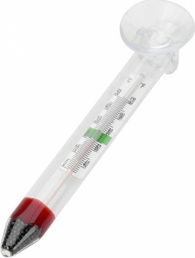 Termometër qelqi për akuarium Aqua Della, 0–42°C, me kupë thithëse, transparent